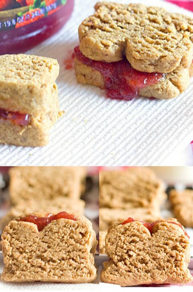 Peanut Butter and Jelly Sandwich Cookies - One of 20 delicious peanut butter and jelly recipes for Peanut Butter Jelly Time on A Family Feast