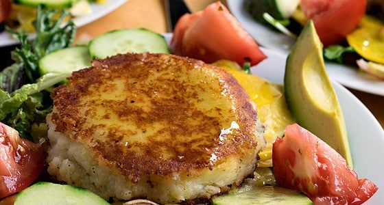 Summer Salad with Goat Cheese-Filled Potato Cakes - A Family Feast
