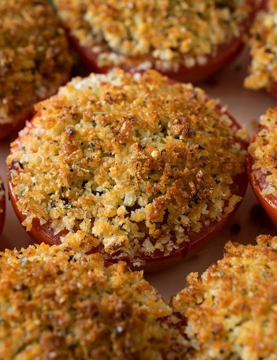 Baked Stuffed Parmesan Tomatoes - A Family Feast