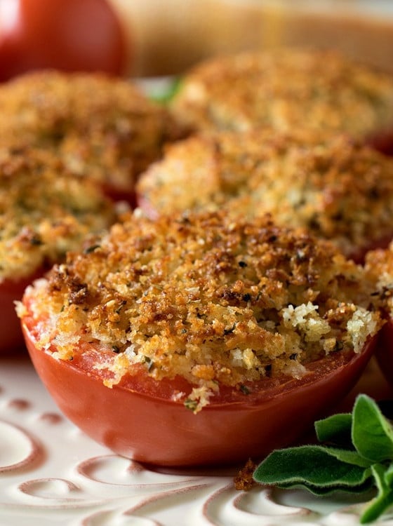 Baked Stuffed Parmesan Tomatoes - A Family Feast