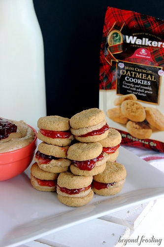 Peanut Butter and Jelly Cookie Sandwiches - One of over 20 delicious peanut butter and jelly recipes for Peanut Butter Jelly Time on A Family Feast