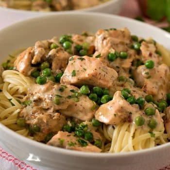 Creamed Salmon and Peas Over Linguini - A Family Feast