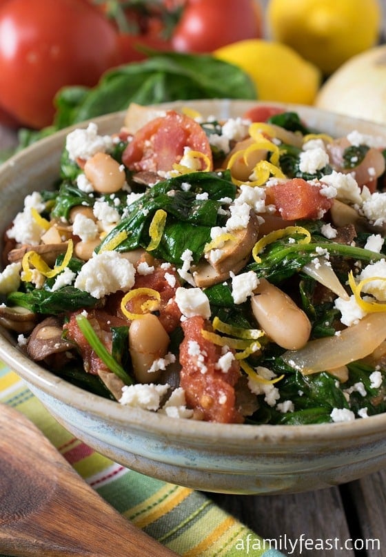 Greek Spinach with White Beans and Feta - A Family Feast
