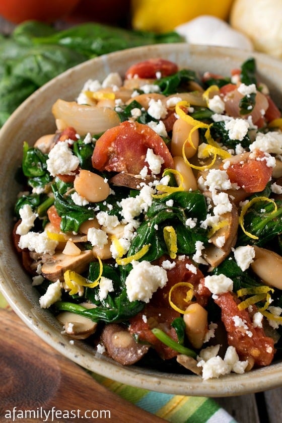 Greek Spinach with White Beans and Feta - A Family Feast