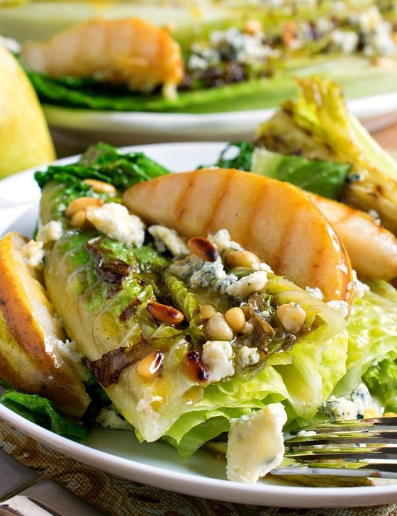 Grilled Romaine Hearts and Pears with Bleu Cheese - A Family Feast