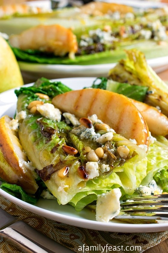 Grilled Romaine Hearts and Pears with Bleu Cheese - A Family Feast