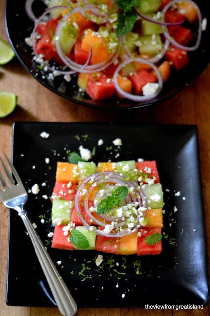 Summer Melon Salad - One of over 25 melon recipes in a collection on afamilyfeast.com