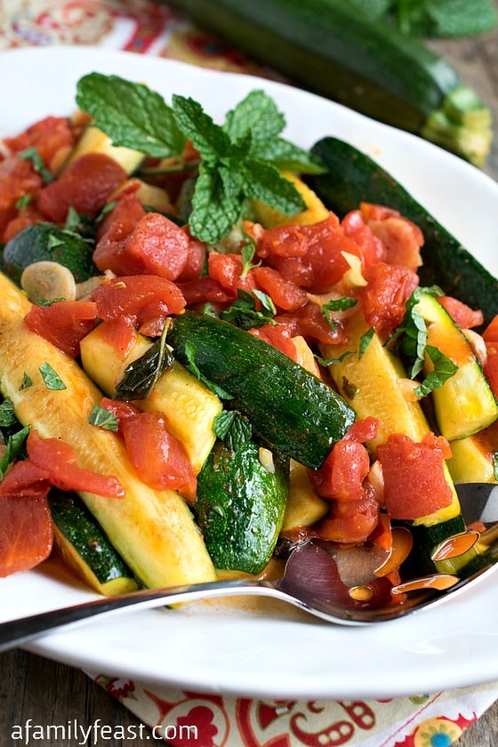 Tuscan Zucchini with Tomatoes, Garlic and Mint - A simple and easy dish to prepare with fresh, fantastic flavors.