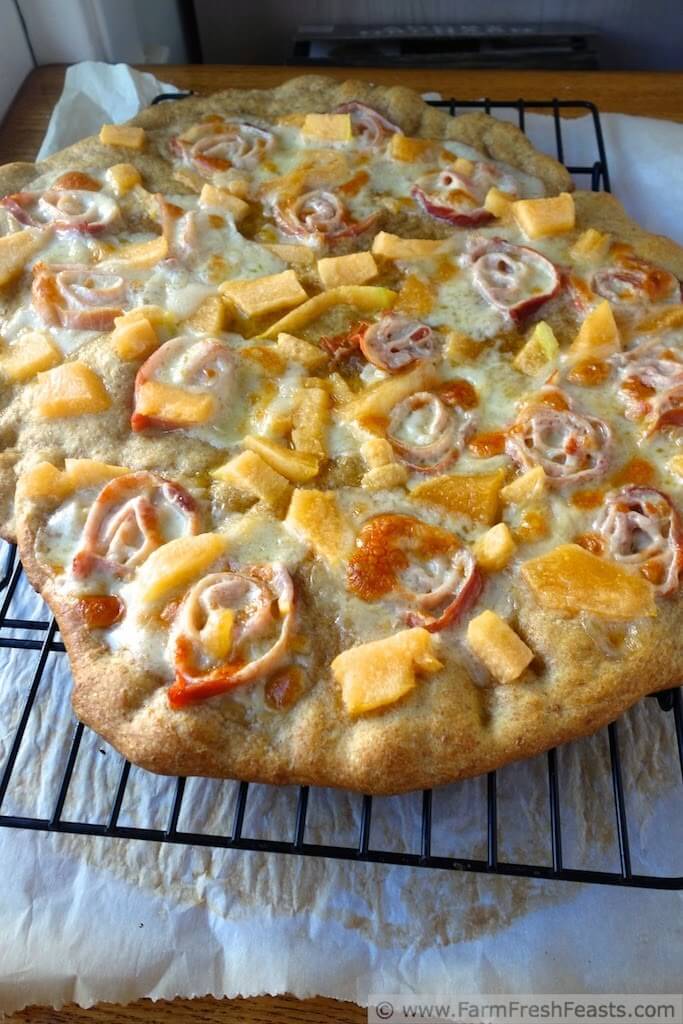 Cantaloupe Posciutto Pizza - One of over 25 melon recipes in a collection on afamilyfeast.com