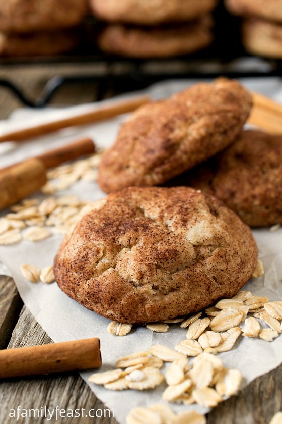 Oatmeal Snickerdoodles - A delicious version of the classic snickerdoodles cookie. The added oatmeal gives the cookies a chewier texture.