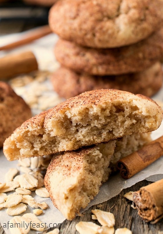 Oatmeal Snickerdoodles - A delicious version of the classic snickerdoodles cookie. The added oatmeal gives the cookies a chewier texture.