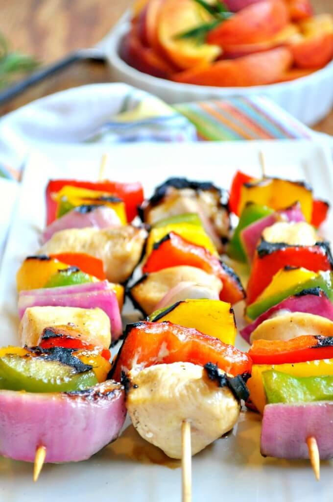 25 Sensational Skewer Recipes, including these Peach Glazed Chicken Kebabs