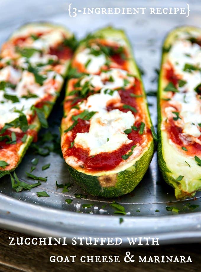 Stuffed Zucchini with Goat Cheese - Over 30 delicious recipes to help you use up your bounty of garden zucchini. See the recipes on A Family Feast.