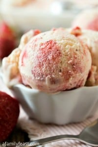 Roasted Strawberry Crème Fraîche Ice Cream - A Family Feast