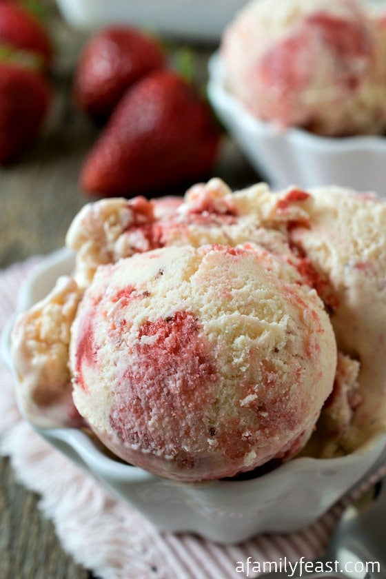 Roasted Strawberry Crème Fraîche Ice Cream - Quite possibly the best strawberry ice cream you will ever eat! Incredibly delicious!