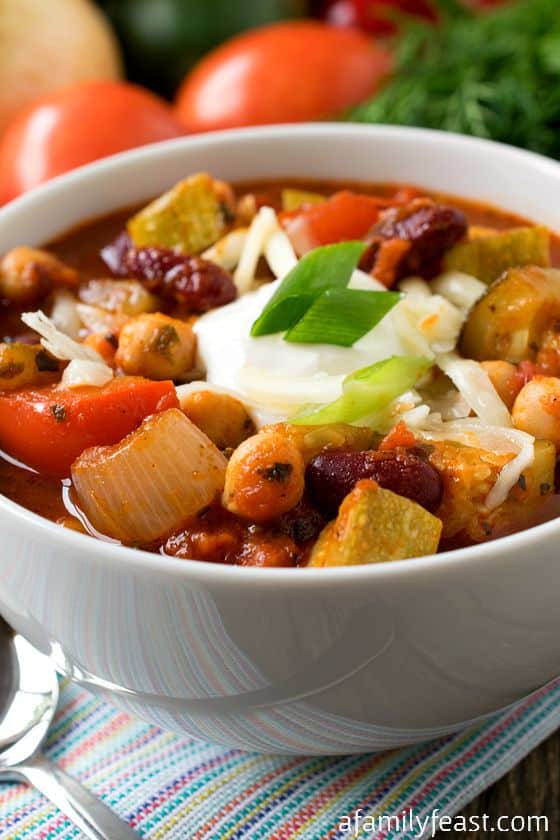 Vegetable Chili - This recipe is incredible! You'll never miss the meat in this delicious vegetable chili.