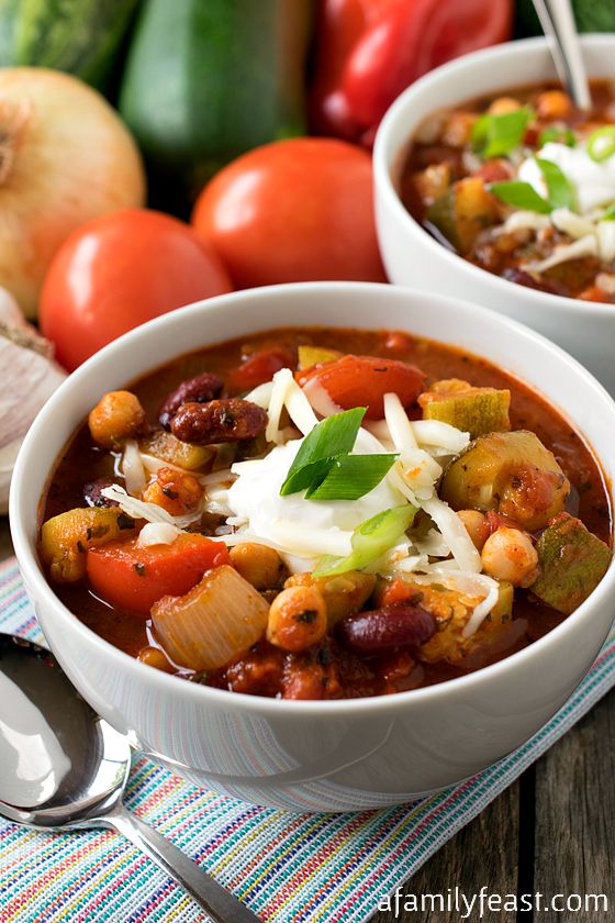 Vegetable Chili - This recipe is incredible! You'll never miss the meat in this delicious vegetable chili.