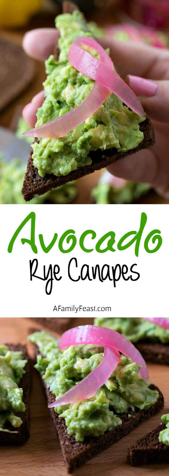 Avocado Rye Canapés - An easy and delicious recipe that is great as an appetizer or a light lunch!  AFamilyFeast.com