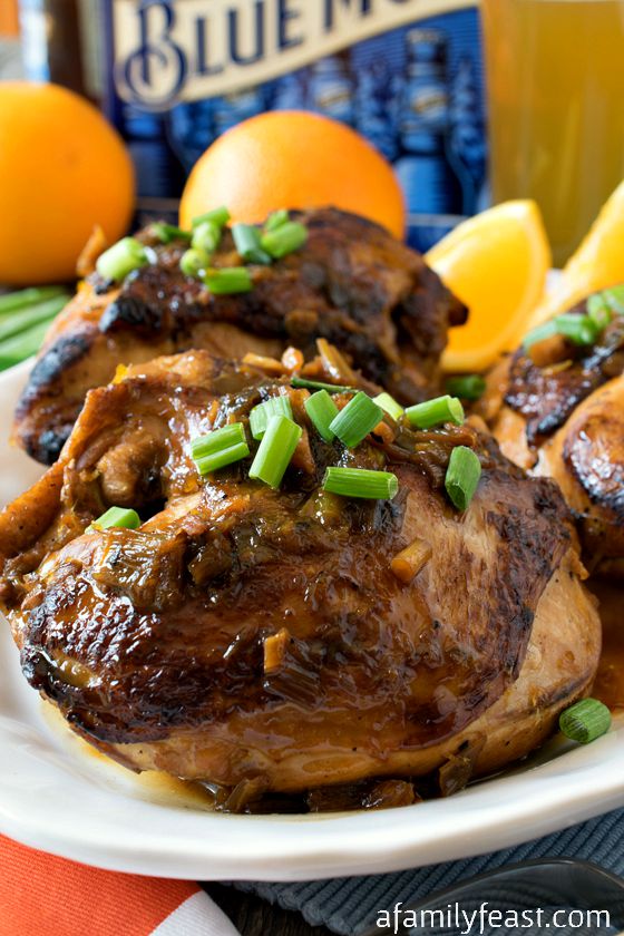 Blue Moon Chicken - A delicious, rich sauce made with Blue Moon beer, served over roasted chicken. Fantastic!