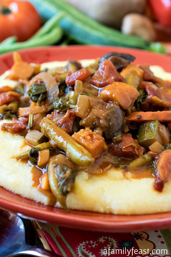 Garden Vegetable Ragout - A delicious way to enjoy end of summer garden vegetables. Delicious as a hearty main dish or served on toast as an appetizer.