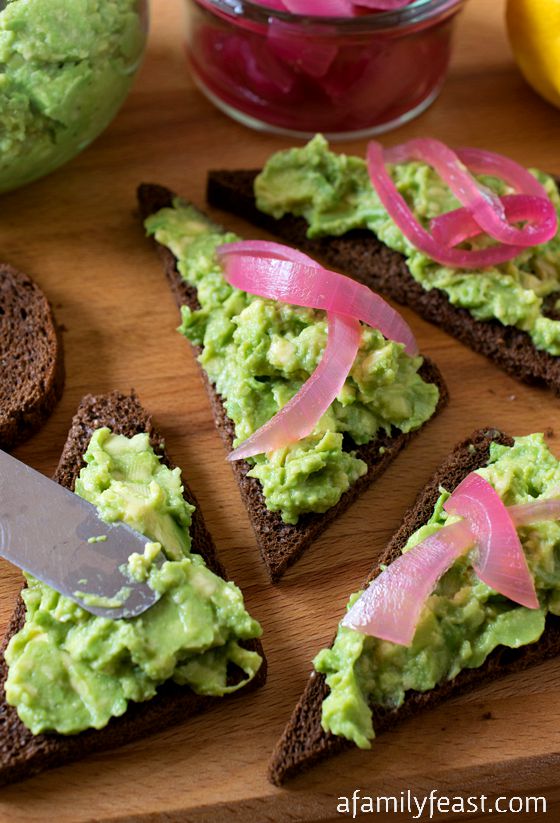 Avocado Rye Canapés - An easy and delicious recipe that is great as an appetizer or a light lunch!  AFamilyFeast.com