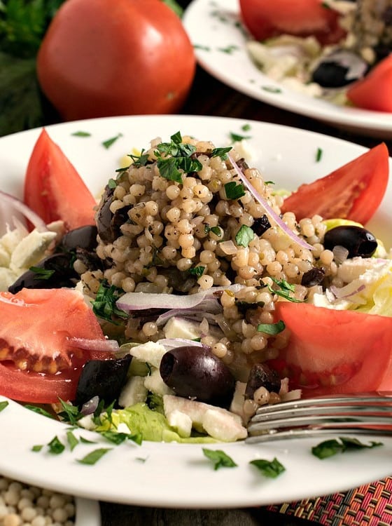 Mediterranean Israeli Couscous Salad - A Family Feast