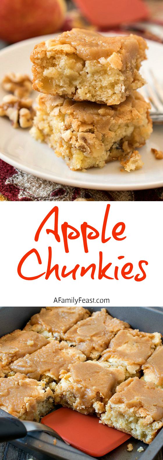 Apple Chunkies - A vintage recipe for sweet little bars stuffed with chunks of apples and walnuts.