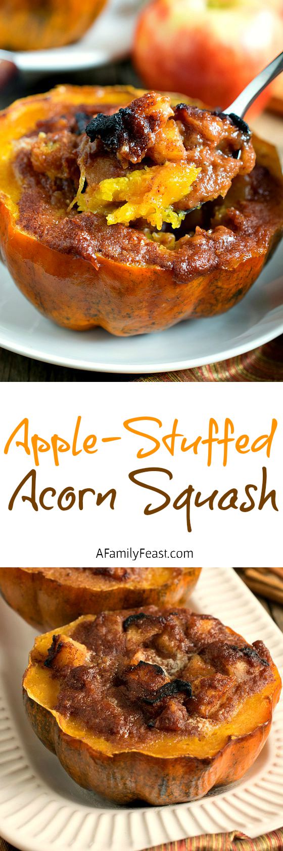 Apple-Stuffed Acorn Squash - Enjoy the delicious flavors of Fall with this easy recipe!
