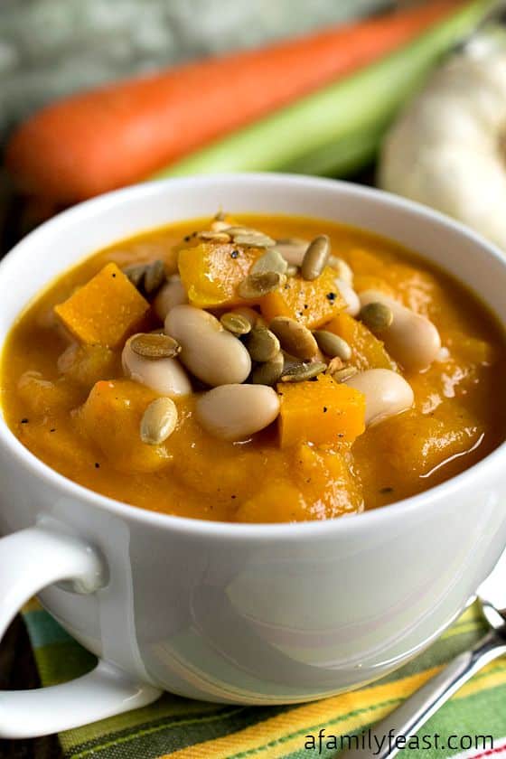 Blue Hubbard Squash and White Bean Soup - Perfect cold-weather comfort food. This soup is delicious!