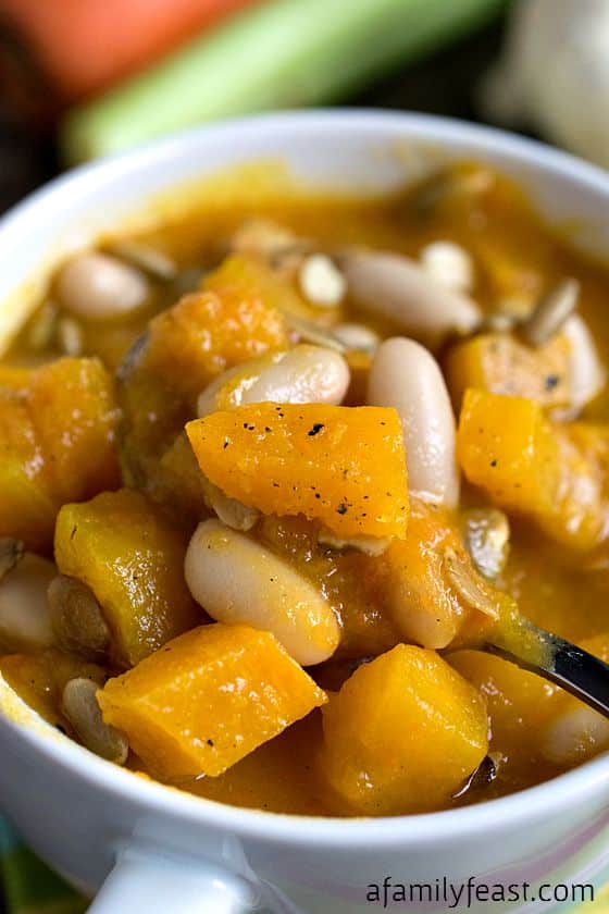 Blue Hubbard Squash and White Bean Soup - Perfect cold-weather comfort food. This soup is delicious!