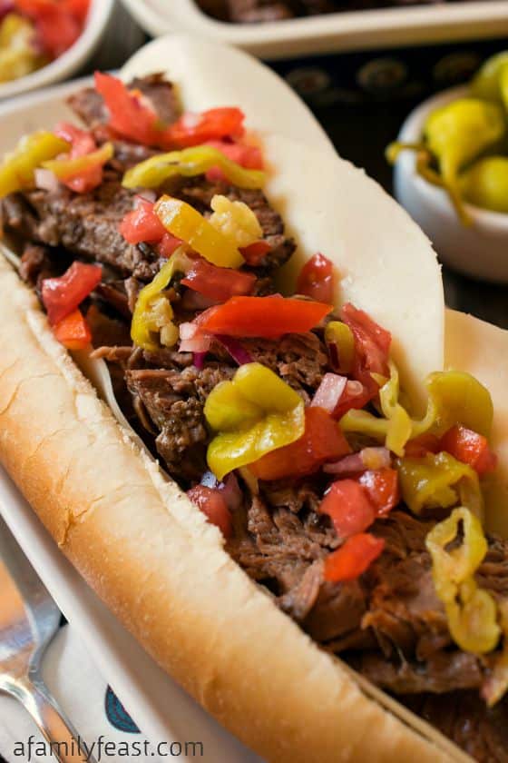 Slow Cooker Italian Beef Subs - Perfect for game day parties or a busy weeknight dinner - this Italian Beef is fantastic! 