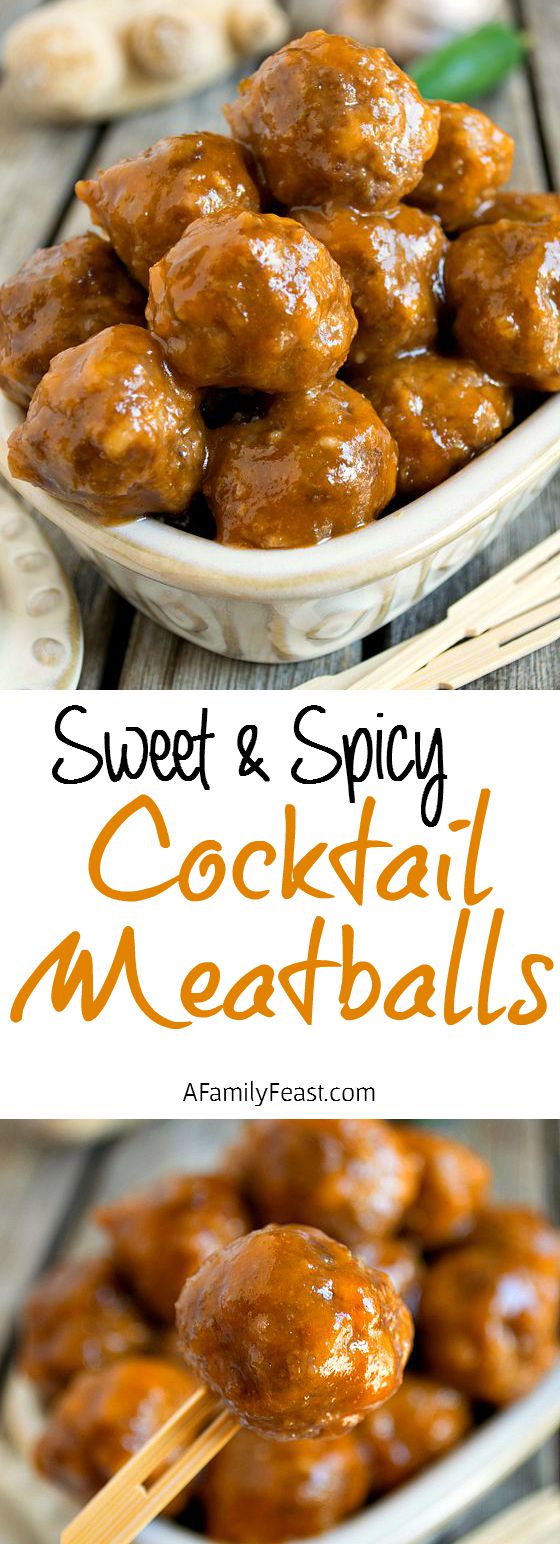 Sweet and Spicy Cocktail Meatballs - Easy and delicious, these sweet and spicy meatballs need to make an appearance at your next cocktail party!