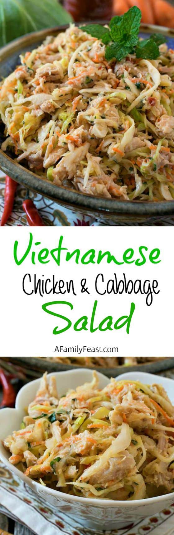 Vietnamese Chicken and Cabbage Salad - A super simple, super flavorful salad that is delicious as a main dish or side!