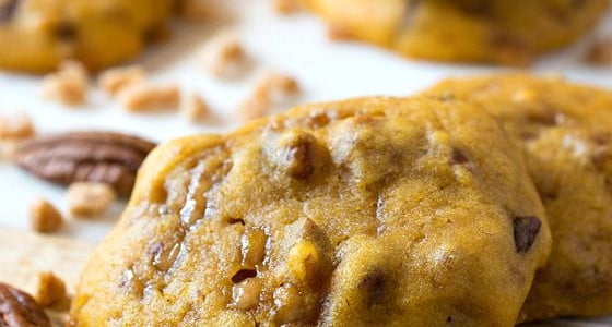 Pumpkin Pecan Toffee Chip Cookies - A Family Feast