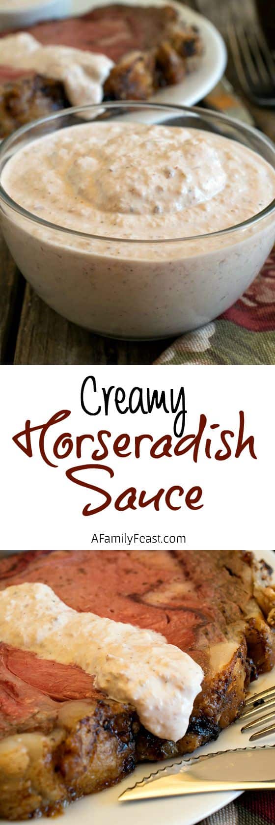 Creamy Horseradish Sauce - Creamy and zesty, this sauce is a perfect accompaniment to beef.