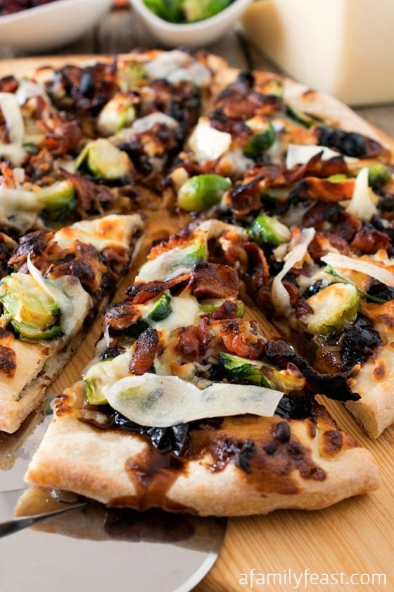 Brussels Sprouts and Bacon Pizza - Such a fantastic flavor combination for a pizza! 