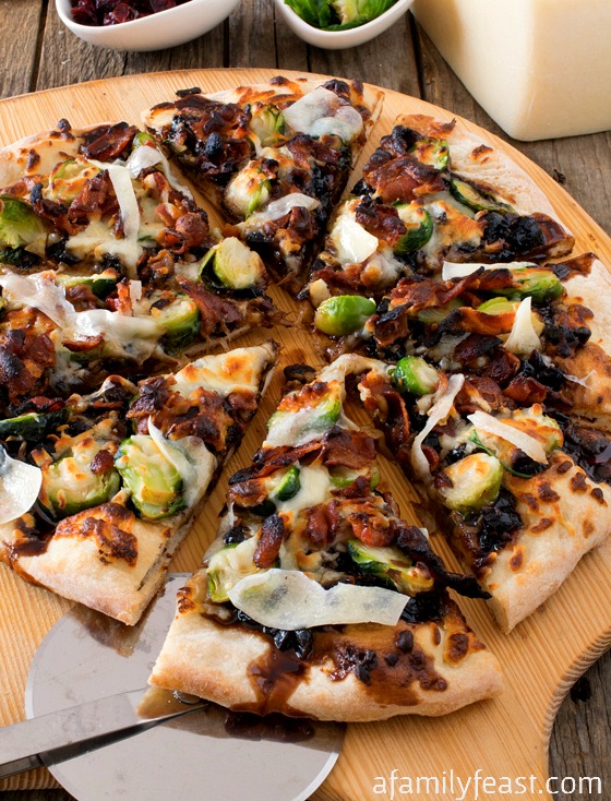 Brussels Sprouts and Bacon Pizza - Such a fantastic flavor combination for a pizza! 