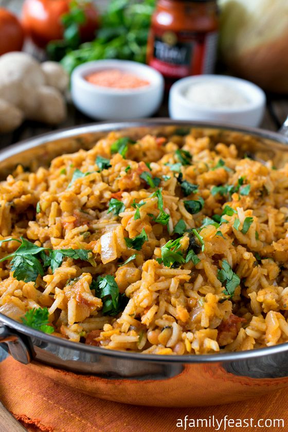 curried rice pilaf with red lentils