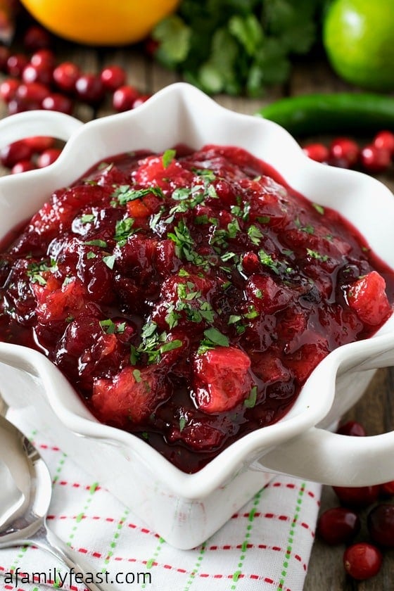 Fiesta Style Cranberry Sauce - An easy cranberry sauce with unexpected and fantastic flavor!