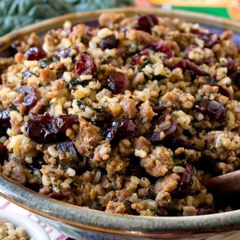 Italian Sausage and Rice Dressing with Kale and Cranberries - A Family Feast