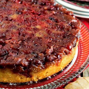 Cranberry Ginger Upside Down Cake with Rum Whipped Cream - A Family Feast