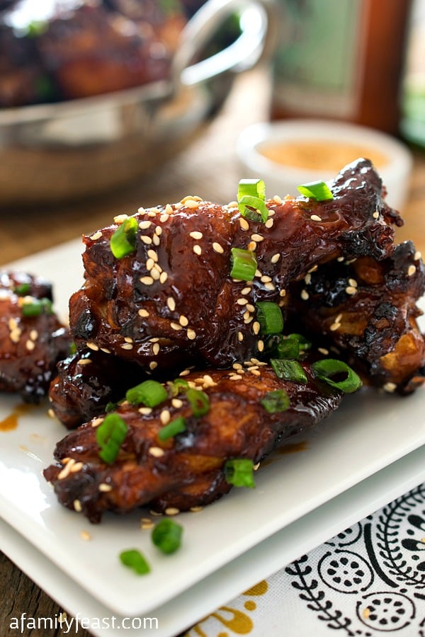 Korean Barbecue Chicken Wings - Super flavorful chicken wings inspired by the same flavors you'd find in Bulgogi. So delicious!