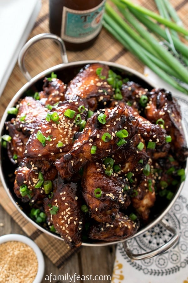 Korean Barbecue Chicken Wings - Super flavorful chicken wings inspired by the same flavors you'd find in Bulgogi. So delicious!