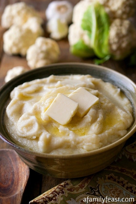 Cauliflower Purée is a very delicious alternative to traditional mashed potatoes – and a great way to add some more vegetables into any meal!