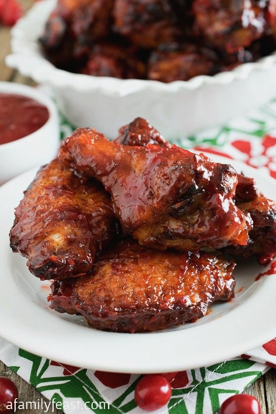 Cranberry Buffalo Wings - a delicious sweet-tart twist on a classic wings recipe. You've got to try these!