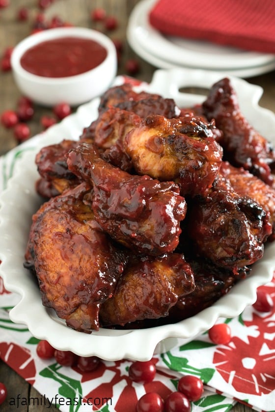 Cranberry Buffalo Wings - a delicious sweet-tart twist on a classic wings recipe. You've got to try these!