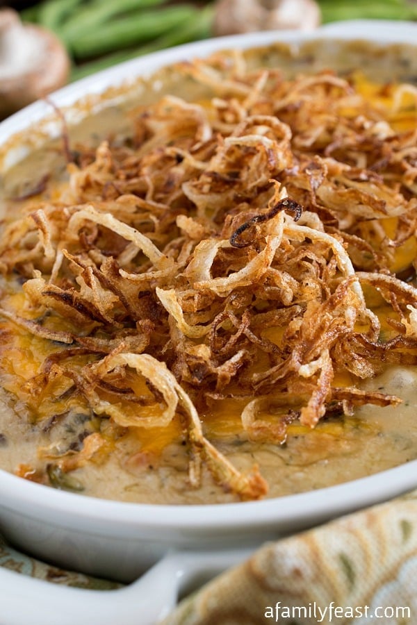 Our Green Bean Casserole is made entirely from scratch! No need to buy canned soup or onions ever again! 