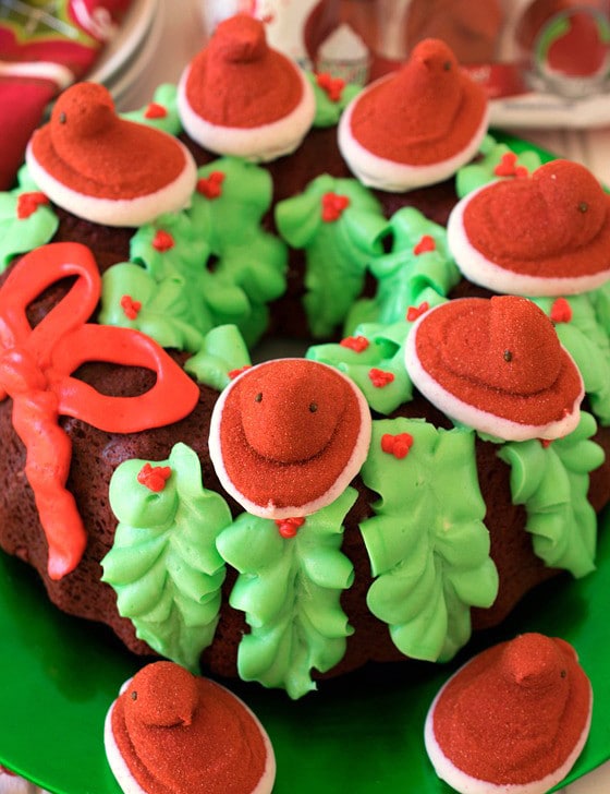 Red Velvet PEEPS® Holiday Wreath Cake - A Family Feast