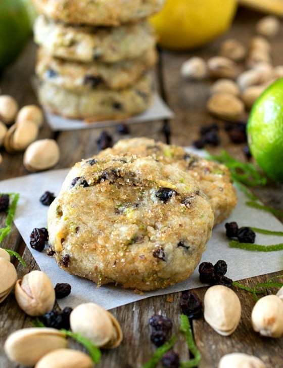 Pistachio Lemon Lime Shortbread Cookies - A Family Feast