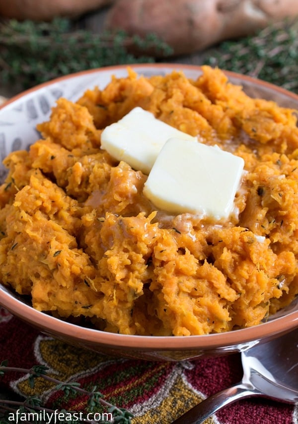 Roasted Mashed Sweet Potatoes - A Family Feast